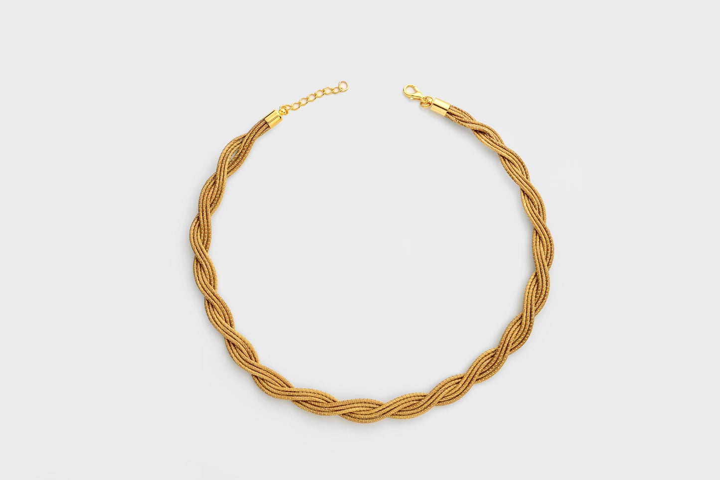Collier fin en or végétal, fibres tressées